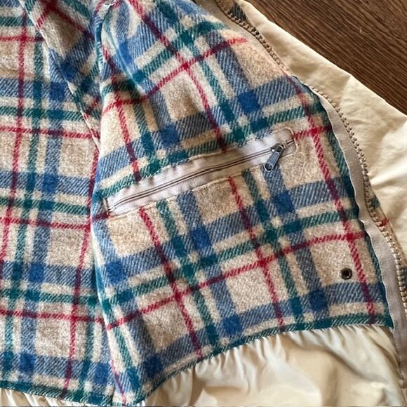 VTG Lands' End Wool Jacket Mens M Khaki Lined Hooded USA Parka Chore Barn Coat - Picture 4 of 15